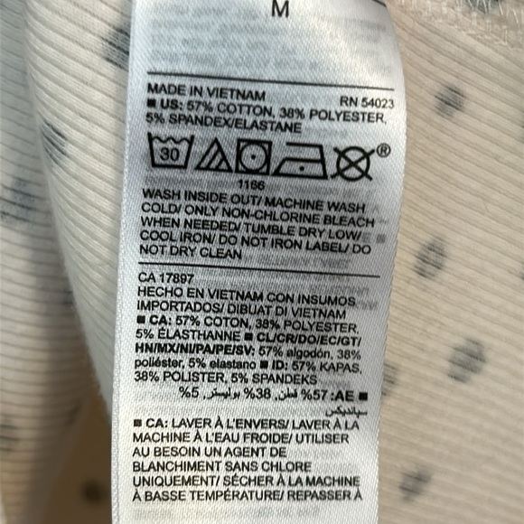 Women's Soft Cream Scoop Neck Black Polka Dot Top Slim Fit Ribbed Medium NEW! - Picture 5 of 7